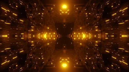 Futuristic Tunnel with Neon Lights and Endless Depth