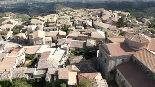 Aerial video of Italian Medieval village of Gerace, Calabria