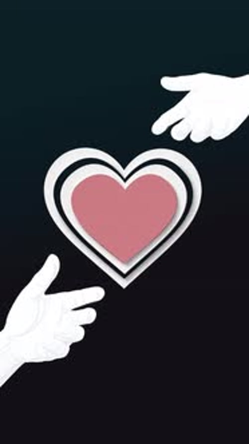 Animated Hands Pointing to a Pulsing Heart Illustration