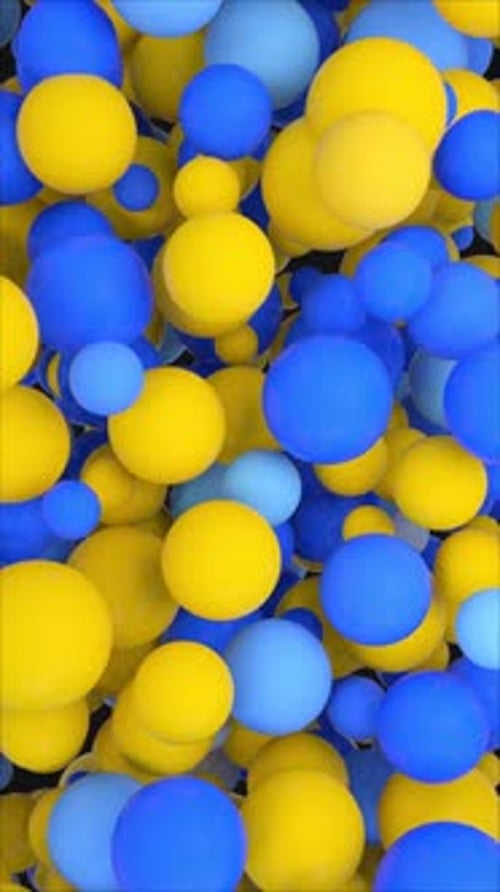 Abstract Geometric Spheres Looping Animation in Blue and Yellow