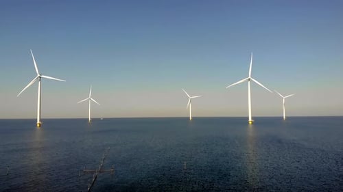 Offshore Windmill Park Windmill Park in the Ocean View of Wind Turbine Flevoland Netherlands