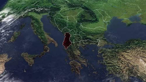 Albania Map Highlight with Capital Tirana Location