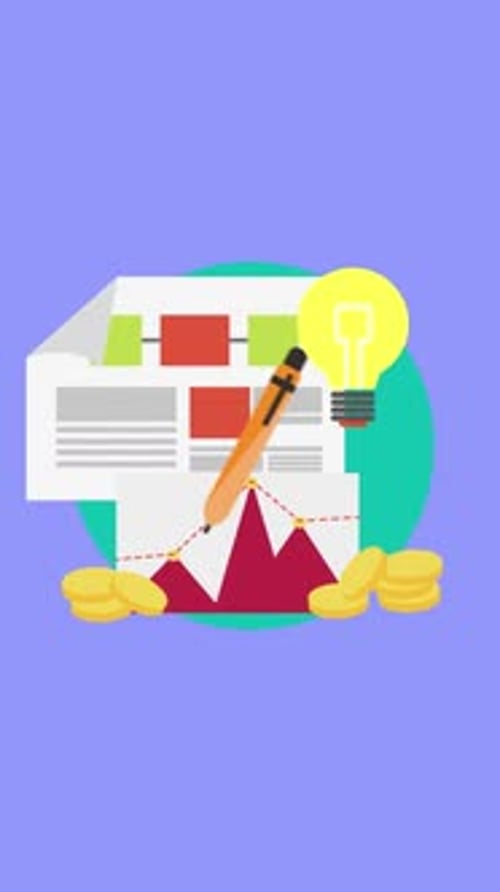 2D Business Infographics On A Blue Background On Vertical