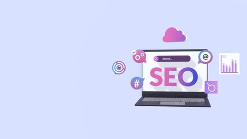 Animated 3D SEO Icons and Laptop for Digital Marketing