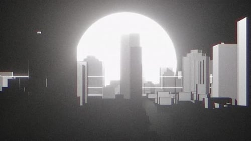 Abstract Glitch Cityscape Opener with Retro Pixel Art Style