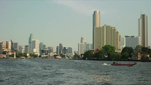 City View of Bangkok Boat Sailing on River