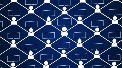 Flat Design User Network Animation with Chat Bubbles