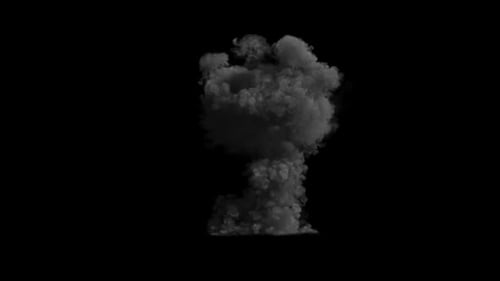 Large explosion front view on transparent background