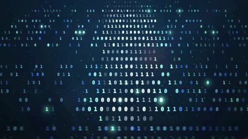 Hintergrundschleife für blaue Binärcode-Datenstrom-Technologie mit Einsen und Nullen