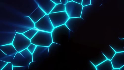 Dynamic abstract digital fracture glowing with vibrant blue energy