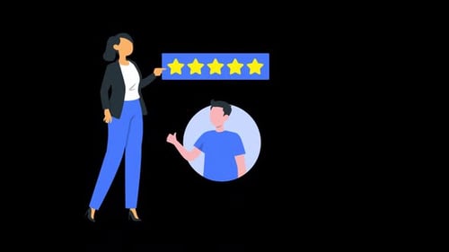 Flat Design Customer Review Five Star Rating Animation