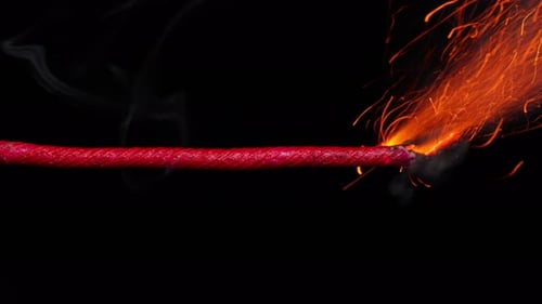 Macro shot of a burning fuse