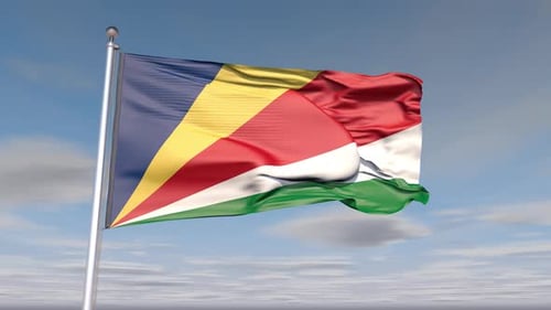 Seychelles National Flag Waving in the Wind