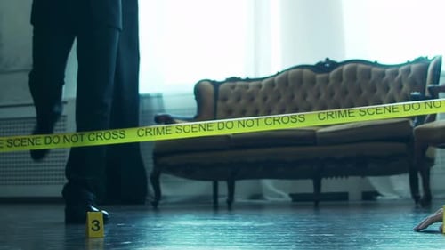 Crime Scene Investigation With Investigator Examining Evidence