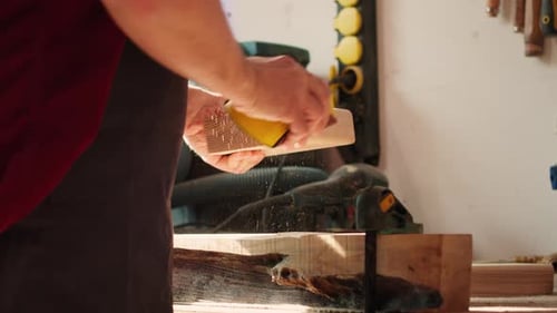 Man Sands Wood Block in Bright Workshop