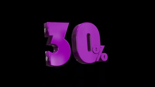 Glossy Purple 3D Percentage Number Rotating Animation