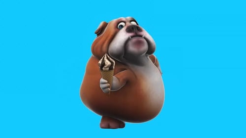 Fun cartoon dog with an ice cream (with alpha channel included)