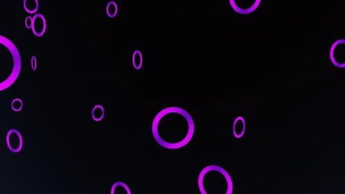 Animación en bucle de círculos de neón morados voladores parpadeantes
