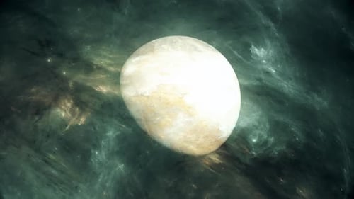 Glowing Abstract Planet in Cosmic Nebula Background