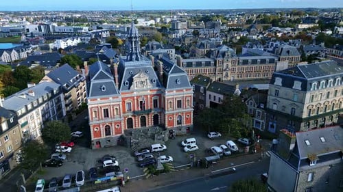 Ancienne Mairie Saint-Servan or old town hall of Saint Servan. Saint-Malo, Brittany in France. Aeria