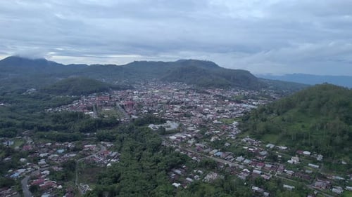 Stunning aerial 4K footage of Bajawa city on a bright and clear morning