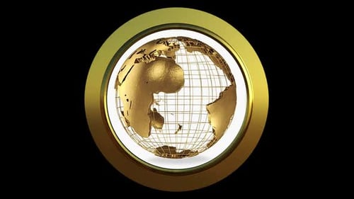 Golden 3D Rotating World Globe Corporate Animation