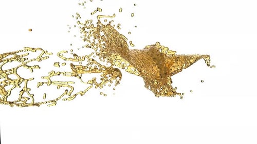 Golden Liquid Spheres Collision and Splash Animation