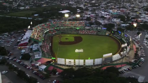 Aerial view of Parque Kukulcan Alamo baseball field, Merida, Yucatan, Mexico.