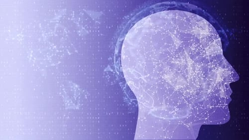 Digitaler menschlicher Kopf, der künstliche Intelligenz repräsentiert