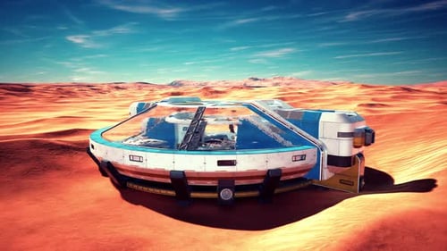 Colossal Circular Glass Structure Standing Alone in a Vast Desert