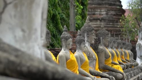 At WAT YAI CHAI MONGKHON, a Buddhist monastery in Ayutthaya, Thailand, there are hundreds of Buddha