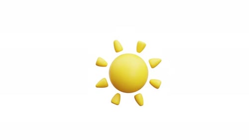Animated 3D Sun Icon with Rotating Rays on White Background