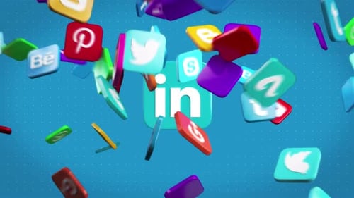 Icones 3D animées sur les réseaux sociaux Mixed Linkedin