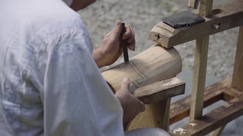 Wood Carving On Ancient Bench