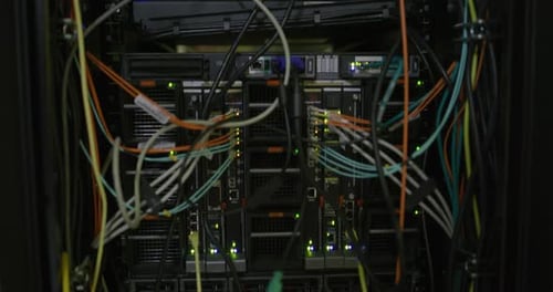 Computer Server Racks with Blinking Lights