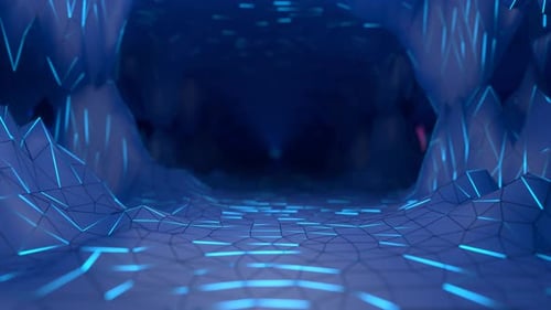 Futuristic Abstract Blue Digital Tunnel Motion Background