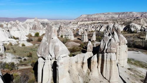 Aerial view of Fairy Chimneys In Cappadocia, Turkey