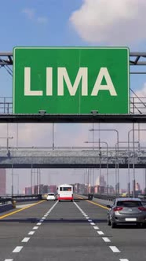 LIMA Road sign on Highway Vertical Video