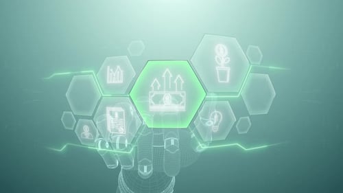 Investment Hand touching,Digital transformation,Science and artificial intelligence,innovation