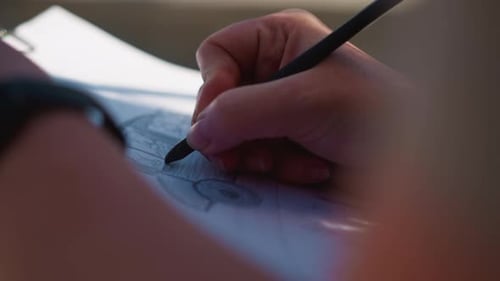 Person Drawing a Sketch With a Pencil