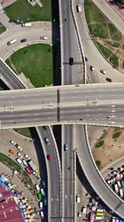 Aerial view of busy road intersection in Accra, Ghana