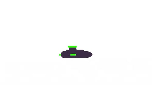 Animated Flat Design Submarine Moving Horizontally
