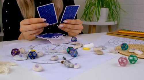 Woman Astrologer Draws a Natal Chart