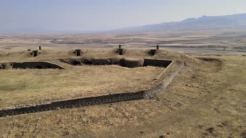 aerial ancient castle ruins