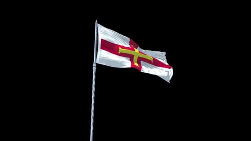 Guernsey Flag Waving Animation with Realistic Fabric Movement