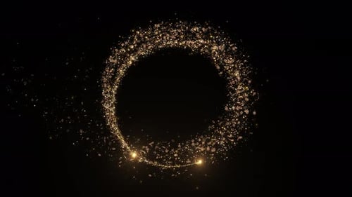 Goldener glitzernder Stern, Staubspur, funkelnde Partikel, Hintergrund, Weltraum, goldene fliegende Partikel, glänzend