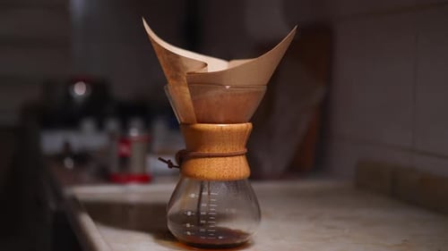 Glass Coffee Carafe on Kitchen Counter