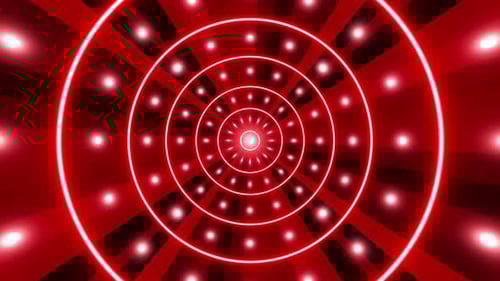Concentric Red Neon Circles Light Tunnel Animation
