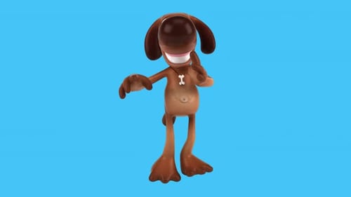 Fun 3D cartoon dog dancing (with alpha channel included)