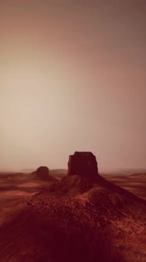 Red Desert Landscape With Rock Outcropping